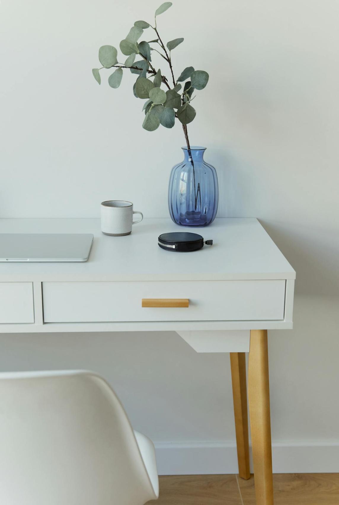 Nordic White Writing Desk right side